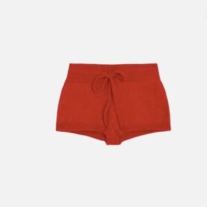 NoName Dotty 100% Brushed Cashmere Knit Red Boy Shorts Hot Pants Nwt L